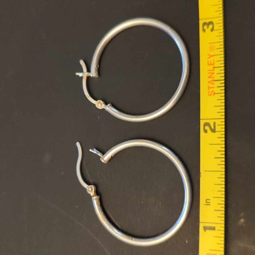 Inch Thin Sterling Silver Hoops - image 1